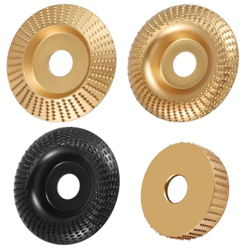 PAMISO 5PCS Wood Carving Disc Set for 4" or 4 1/2" Angle Grinder with 5/8" Arbor, Wood Sharpe Carving Disc for Angle Grinder Attachments, Stump