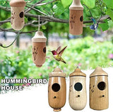 Hummingbird Nest, New Wooden Humming Bird House Outside Hanging,Hummingbird Nest for Wren Swallow Sparrow Hummingbird Finch Houses (Style B, Wooden) Rhiney
