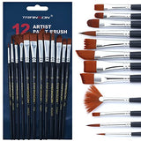 Transon 12pcs Professional Paint Brush Set for Acrylic Watercolor Gouache Ink Rock Craft Face Painting TRANSON