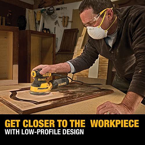 DEWALT Orbital Sander Kit, 5 inch, 3 amp, Corded, 12,000 OPM (DWE6421K), Yellow DEWALT