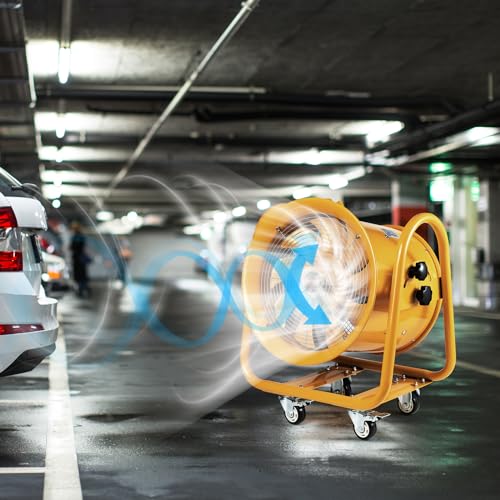 VEVOR Portable Blower Explosion Proof Utility Fan 16 inch, 4240 CFM Heavy Duty Cylinder Exhaust Fan With 16.4ft Power Cord - No Plug, Industrial VEVOR