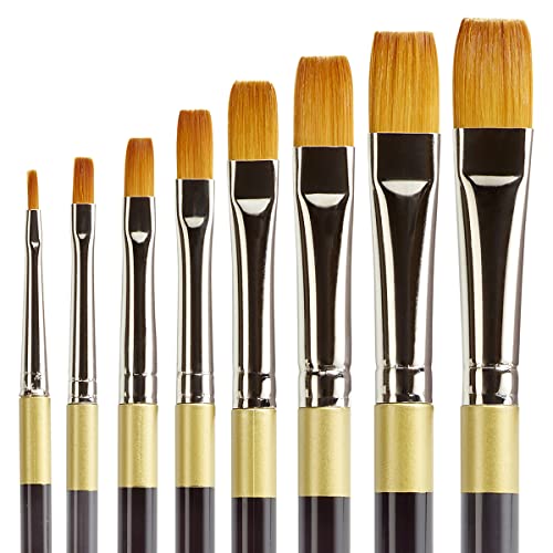 KINGART Original Gold Aqua Acrylic Handle 9300A Series, Beveled Edge Scraper, Premium Golden Taklon,100% Synthetic, Multimedia Artist Brushes, Gift KINGART