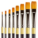 KINGART Original Gold Aqua Acrylic Handle 9300A Series, Beveled Edge Scraper, Premium Golden Taklon,100% Synthetic, Multimedia Artist Brushes, Gift KINGART