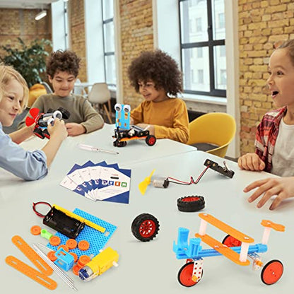 STEM Science Kits for Kids 5-8 8-12, Robot Building Kit, Build a Car Crafts for Boys, Engineering Activities Electronic Toys, Electric Science