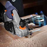 WORKSITE Hand Planer 20V Cordless 3-1/4-Inch Wood Planer with 4.0 Ah Lithium-Ion Battery, Fast Charger, Dust Collection Bag for Woodworking WORKSITE