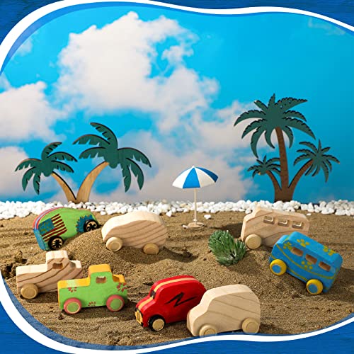 Chivao 24 Pcs Wood DIY Car Toys, Unfinished Wooden Cars, Paintable Wood Toys, Wooden Crafts for Students Home Activities Craft Projects Easy Chivao