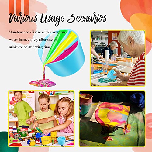 Split Cups for Paint Pouring 4 Pcs Silicone Paint Pour Cup with 2-5 Channels Dividers Pour Painting Supplies Painting Tools Silicone Cups for Resin Zubebe