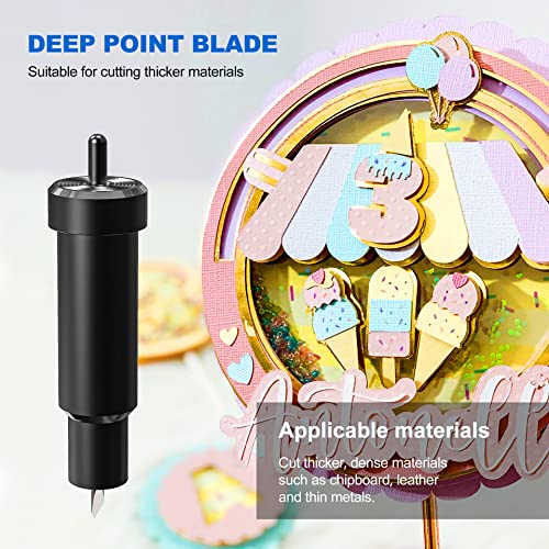 Replacement Deep Point Blade & Black Deep Cut Housing Compatible with Cricut Explore Air2/ Air3/ Cricut Maker/Maker 3 Cutting Machines, Cut Thicker