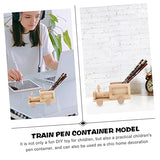 YARNOW 2pcs DIY Train Pen Holder Unfinished Wooden Toys Unfinished Blank Pen Cup Cute Pen Pot Statues Blank Wood Car Unpainted Wood Model Wooden YARNOW
