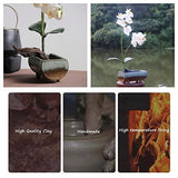 Japanese Flower Frog Ikebana Vase Kit, Ceramics Flower Container (6.7"Lx3.4"Wx2.75"H) with Rectangle Floral Frog (2.1"Lx1.4"W) and 2 in 1 Kenzan Eggone