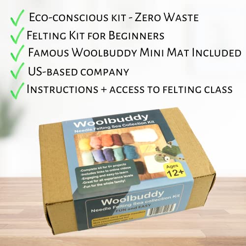 Woolbuddy Needle Felting Kit, Sea Animal Felting Kits for Beginners Adults and Kids, Craft for Adults, DIY, Needle Felting Supplies Included, Wool Woolbuddy