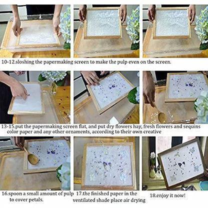 Complete Handmold Papermaking Kit Handmade Paper Art Crafts Set for Children with Screen Frame Great Gifts for Girls Boys Makes 5.8 x 8.2 inch Paper