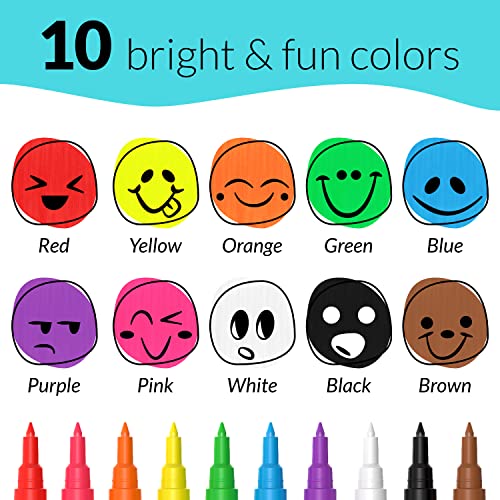 Funcils 10 Extra Fine Tip Chalk Markers for Chalkboard Signs, Blackboard, Window, Labels, Bistro, Glass, Car (10 Pack, 1mm) - Wet Wipe Erasable Ink Funcils