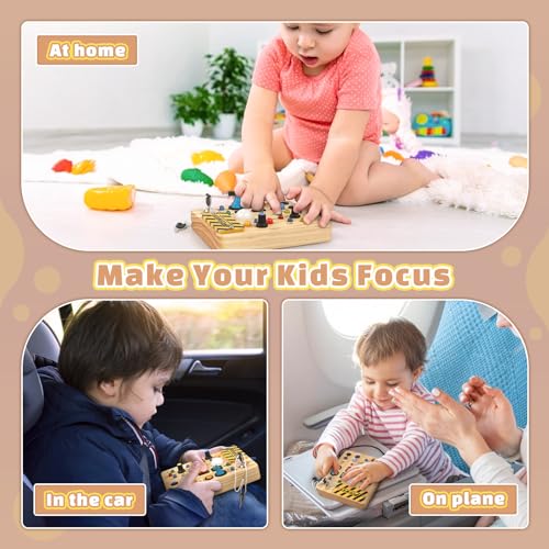 Joyreal Montessori Busy Board Wooden Sensory Toys for Toddler with LED Light Up Switch, Baby Fidget Board Travel Toys for 18+ Months, Boys Girls
