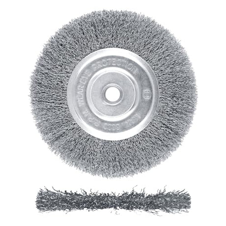 ZORUNNA Wire Brush for Grinder - 6 Inch Fine Crimped Wire Wheel for Bench Grinder with 1/2" and 5/8" Arbor(0.0085Inch Wire Size), High-Efficiency ZORUNNA