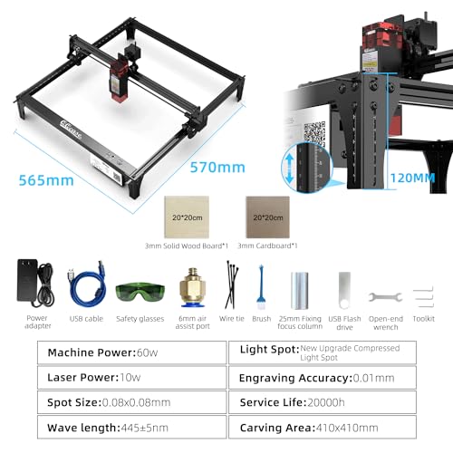 QQCASE 10W Laser Engraver,Higher Accuracy Laser Cutter and Engraver Machine,Laser Engraving Machine 60W Machine Output Power,Laser Engraver for Wood QQCASE