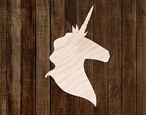 14" Unicorn Head Unfinished Wood Cutout Cut Out Shapes Crafts Painting - WoodArtSupply