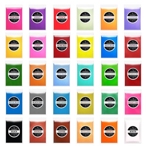 30 Colors Mica Powder, Natural Pigment Powder for Epoxy Resin, Lip Gloss, Eye Shadow, Paint, Dye, Soap Making, Nail Polish, Candle Making, Bath Bombs yesogreat
