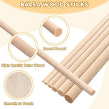 215 Pieces Balsa Wood Sticks Wooden Dowel Rods 1/8, 3/16, 1/4, 5/16, 3/8, 1/2 Inch Round Hardwood Unfinished Wooden Strips for DIY Molding Crafts Yulejo