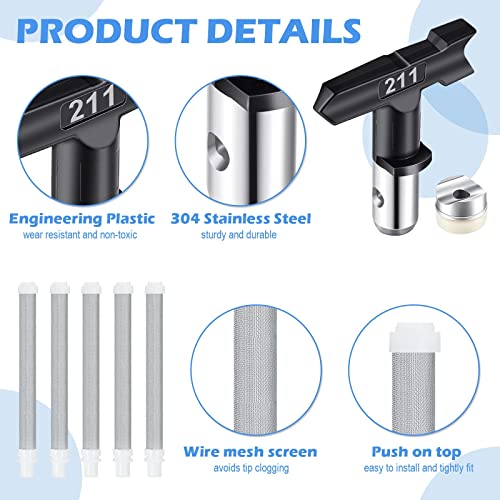 Zhengmy 12 Pieces Airless Paint Sprayer Gun with Nozzle Guard 5 Spray Tips and 5 Airless Paint Spray Gun Filter for Airless Spraying Machine Paint Zhengmy