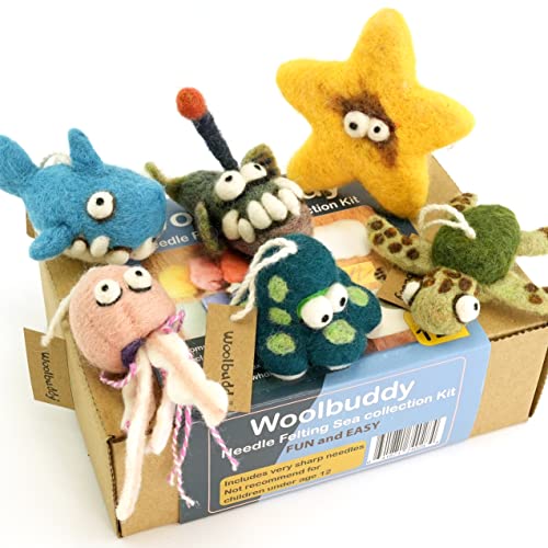 Woolbuddy Needle Felting Kit, Sea Animal Felting Kits for Beginners Adults and Kids, Craft for Adults, DIY, Needle Felting Supplies Included, Wool Woolbuddy