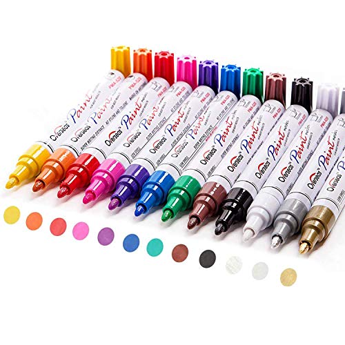 Paint Pens, Markers on Almost Anything Never Fade Quick Dry and Permanent, Oil-Based Waterproof Paint Marker Pen Set for Rocks Painting, Wood, TFIVE
