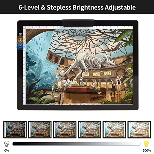 KOBAIBAN Wireless A4 LED Light Pad with Innovative Stand, Top Clip, Stepless/ 6-Level Dimmable Brightness Rechargeable tracing Light Box/Board for - WoodArtSupply