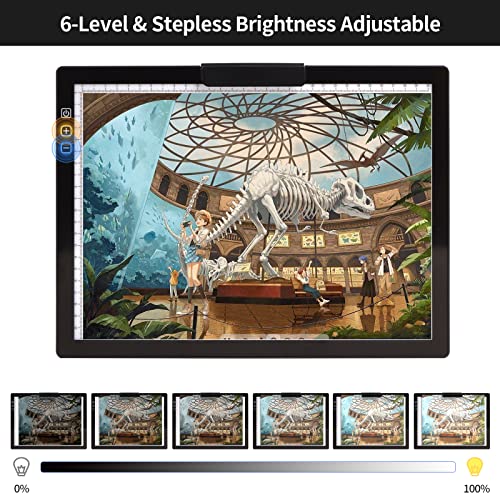  Wireless Rechargeable A4 LED Light Pad w/Built-in Riser Stands,  6 Levels of Brightness, Evenly Illuminated Light Box for Tracing and  Weeding Vinyl, Slim and Lightweight Diamond Painting Light Board