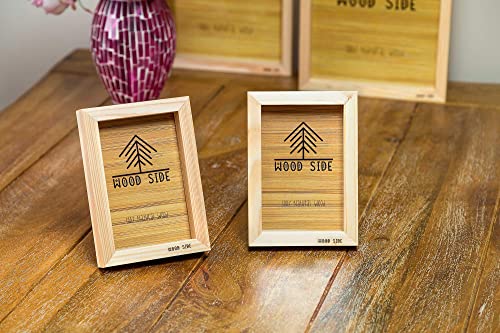 Wooden Picture frames 5x7 Inch - with Real Glass - Set of 2 - Eco Unfinished Wood - Thick Borders - Natural Wood Color for Table Top Display and Wall WOOD SIDE ORBIS