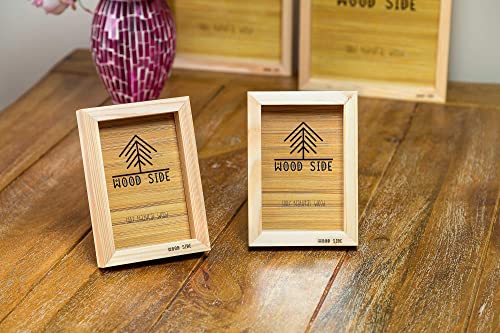 Wooden Picture frames 5x7 Inch - with Real Glass - Set of 2 - Eco Unfinished Wood - Thick Borders - Natural Wood Color for Table Top Display and Wall - WoodArtSupply