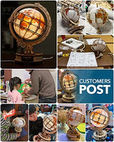 Rowood 3D Puzzles for Adults, DIY Wooden Model Kit for Adults to Build, STEM Mechanical Building Kit with LED, Birthday Luminous Globe RoWood