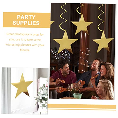 VOSAREA 20pcs Holiday Decorations Star Garland Metal Wreath Gold Trim Glitter Star Cutouts Hanging Glitter Paper Stars Gold Star Hanging Decor Paper VOSAREA