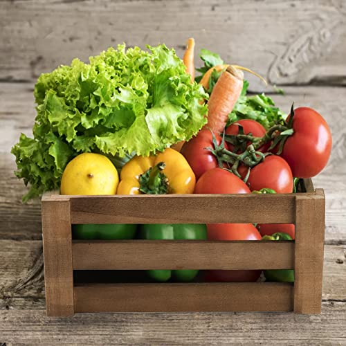 Lawei Set of 3 Wood Nesting Storage Crates with Handle, Rustic Decorative Wooden Crates Distressed Crates Storage Container for Storage Display Lawei