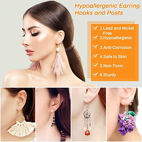 Hypoallergenic Earring Making Kit, Modacraft 2000Pcs Earring Making Supplies Kit with Earring Hooks, Earring Findings, Earring Posts, Earring Backs, Modacraft