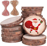 Wood Ornaments, Mathtoxyz Wood Slices 2.4-2.8 Inches 30 Pcs Rustic Unfinished Wood Log Discs Predrilled Wooden Circles for DIY Arts Crafts Halloween Mathtoxyz