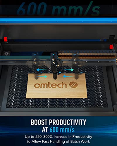 OMTech 50W CO2 Laser Engraver with LightBurn, 12x20 Inch Laser Engraving Cutting Machine with Ruida Control Panel 2 Way Pass Air Assist Water Pump, - WoodArtSupply