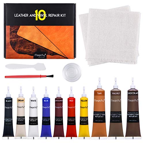 Magicfly Vinyl and Leather Repair Kit, 10 Colors Leather Repair Kit for Furniture, Couches, Sofa, Leather Repair Kit for Car Seat, Vinyl Repair Kit - WoodArtSupply