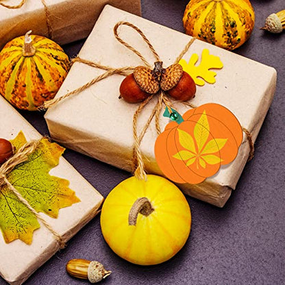 32 Pieces Thanksgiving Wooden Pumpkin Cutouts Unfinished Wood Pumpkins Decoration Autumn Blank Unfinished Craft Pumpkin Ornaments with 32 Jingle