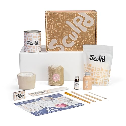 Sculpd Candle Making Pottery Kit with Air Dry Clay | Peony Rose, Beginners Candle Starter Kit for Adults with Eco Soy Wax, Orange & Ginger Scented Sculpd
