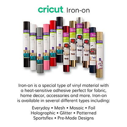 Cricut Everyday Iron On - 12” x 2ft - HTV Vinyl for T-Shirts - StrongBond Guarantee, Outlast 50+ Washes, Use with Cricut Explore Air 2/Maker, White - WoodArtSupply