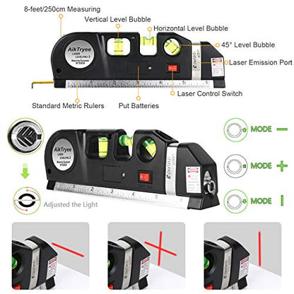 Laser Level Tool Multipurpose Laser Level Line Laser Kit With triangle bracket for Picture Hanging, cabinets Walls by AikTryee