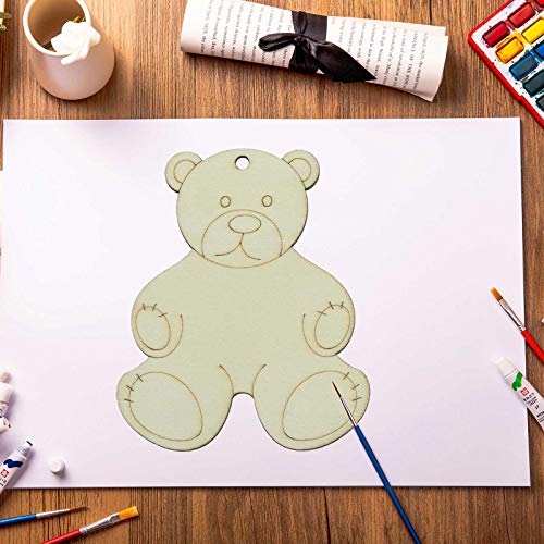 Lilyzhu 20-Pack Wooden Bear Shaped Cutouts Hanging Wood Sign for DIY Crafts (3.2 x 3.8 x 0.1 in) Lilyzhu
