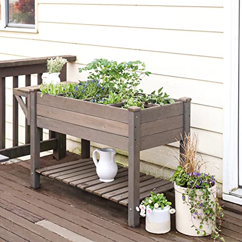 Aivituvin Raised Garden Bed, Elevated Wood Planter Box with Legs Stand for Backyard, Patio, Balcony w/Bed Liner, for Vegetables Flower Herb - WoodArtSupply