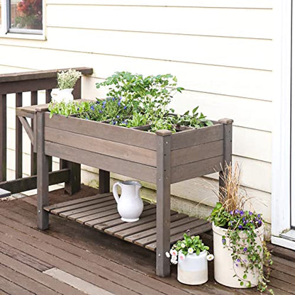 Aivituvin Raised Garden Bed, Elevated Wood Planter Box with Legs Stand for Backyard, Patio, Balcony w/Bed Liner, for Vegetables Flower Herb - WoodArtSupply