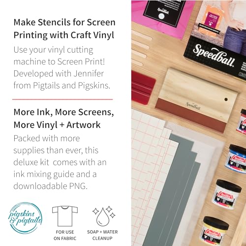 Speedball Deluxe Screen Printing Craft Vinyl Kit - Use with Cutting Machine to Print T-Shirts and Home Decor Speedball
