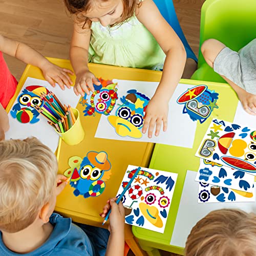 30 PCS Summer Craft Kits Kids DIY Hawaii Aloha Owl Craft Preschool Art Craft, Make Your Own Bulk Set for Home Classroom Day-Care Game Activities chiazllta