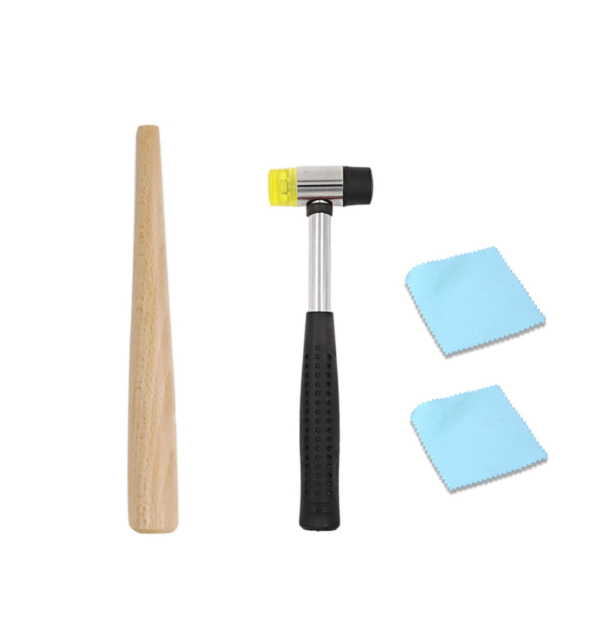Jewelers Rubber Hammer Mallet with Wood Ring Mandrel Sizer Sizing Adjuster Ring Shaper Repair Tools Jewelry Making Kit EVSOFMLF