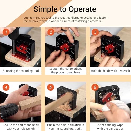 Dowel Maker Jig, 5/16, 3/8, 7/16, 1/2, 9/16, 5/8, 11/16, 3/4(in) Imperial Adjustable Dowel Cutter, Carbide Inserts Woodworking Round Rod Auxiliary SHYEKYO