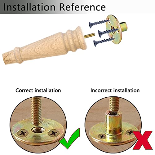 Maricome Unfinished Furniture Legs 8 inches Set of 4 Replacement Legs for Sofa Couch Cabinet Chair Solid Round Turned Screw in Maricome