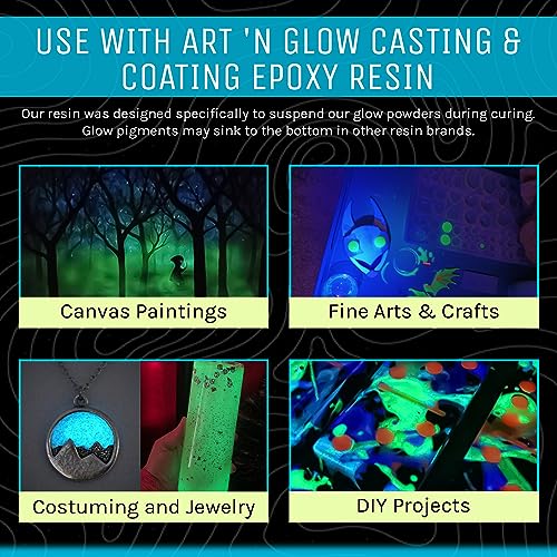 Glow in The Dark Pigment Powder - Neutral and Fluorescent Color for Art Painting, Fine Art, Nail Art Paint, and DIY Crafts - Non-Toxic, Long Lasting Art 'N Glow